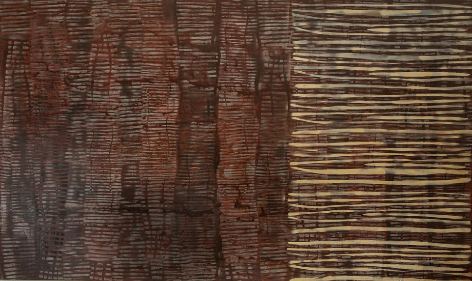 Ritmo en ocre, pintura de Cristina Peralta Wolf